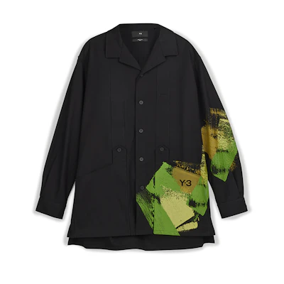 Y-3 Black Graphic Graffiti Print Loose-Fit Casual Shirt 39-IP7948