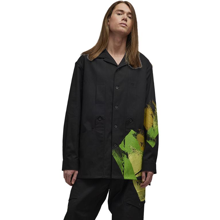 Lookbook Y-3 ブラック グラフィック グラフィティプリント ルーズフィット カジュアルシャツ 39-IP7948