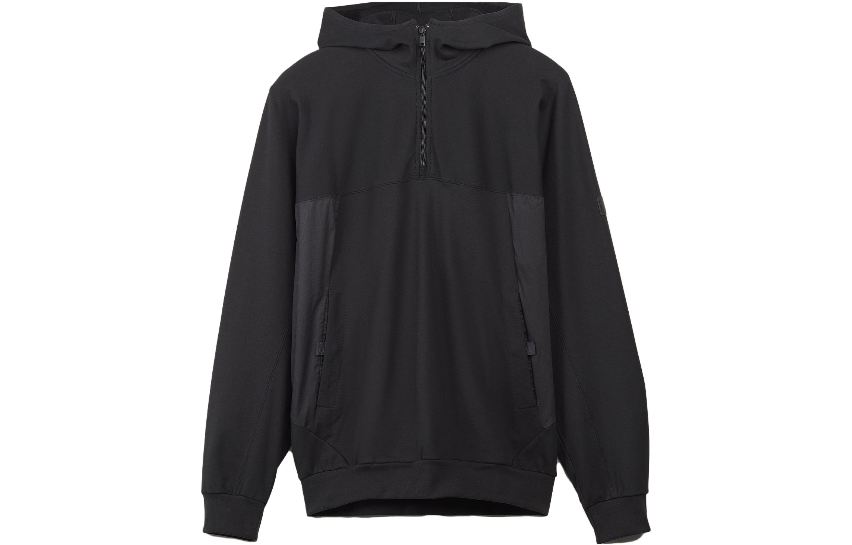 Y-3 Black Half-Zip Pullover Hoodie Unisex H63030