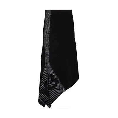 Y-3 Black Irregular Reflective Knit Midi Skirt with Logo Design GT5282