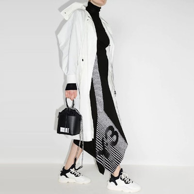 Y-3 Black Irregular Reflective Knit Midi Skirt with Logo Design GT5282 Purchase Y-3 Black Irregular Reflective Knit Midi Skirt with Logo Design GT5282