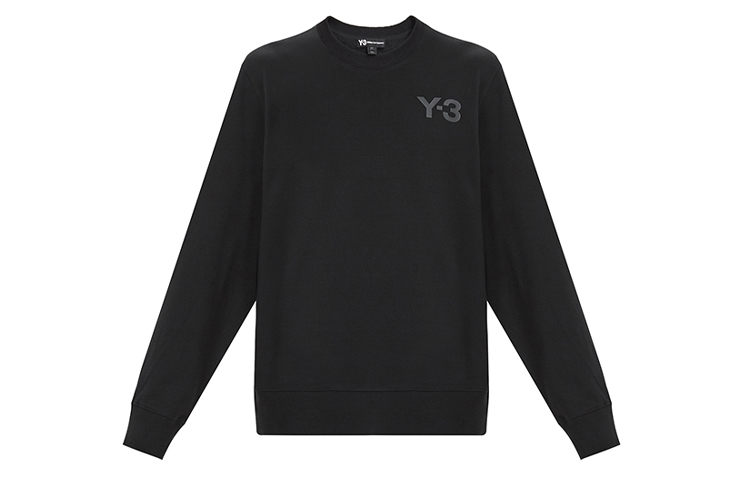 Y-3 Black Logo Crewneck Relaxed Cotton Sweatshirt FJ0427