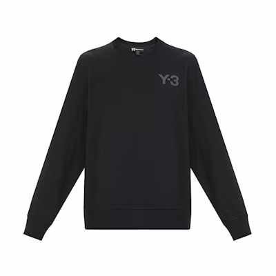 Y-3 Black Logo Crewneck Relaxed Cotton Sweatshirt FJ0427
