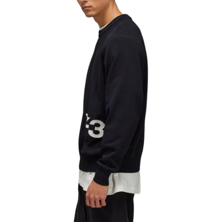 Purchase Y-3 Black Logo Embroidered Relaxed Fit Long Sleeve Sweatshirt Unisex. IZ3170