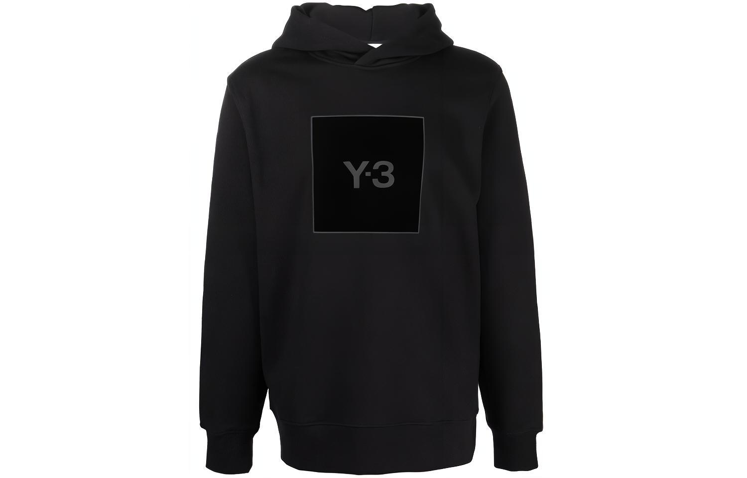 Y-3 Black Logo Print Pullover Hoodie HB3322