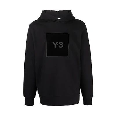 Y-3 Black Logo Print Pullover Hoodie HB3322