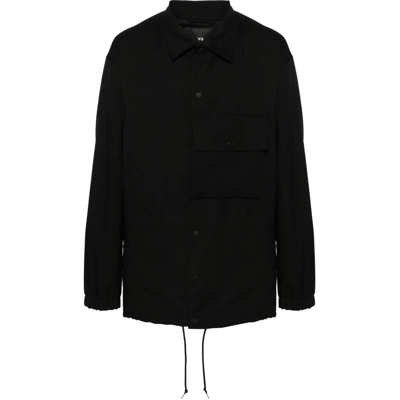 Y-3 Black Long Sleeve Pocket Jacket with Logo Collar IN8703