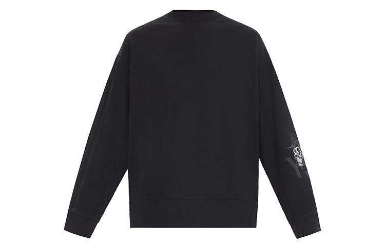 Y-3 Black Loose-Fit Sweatshirt with Arm Skull Graphic DZ4565