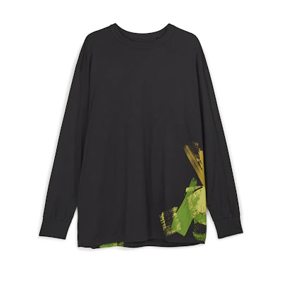 Y-3 Black Loose Fit Graffiti Print Long Sleeve Crewneck T-Shirt 39-IP5578