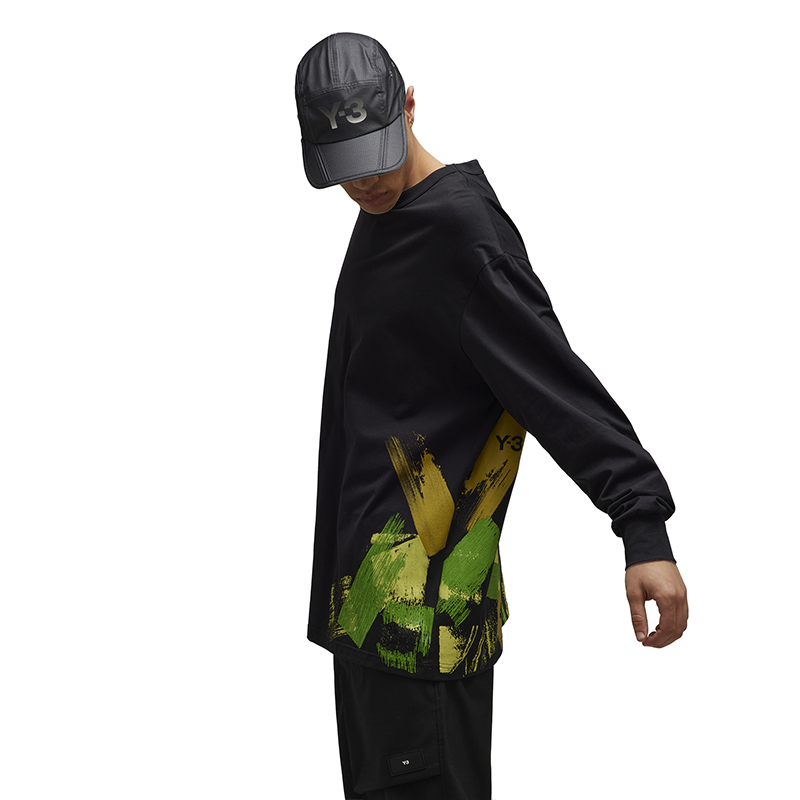 Purchase Y-3 Black Loose Fit Graffiti Print Long Sleeve Crewneck T-Shirt 39-IP5578