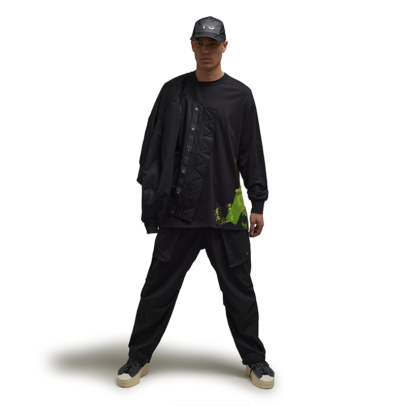 Details for Y-3 Black Loose Fit Graffiti Print Long Sleeve Crewneck T-Shirt 39-IP5578