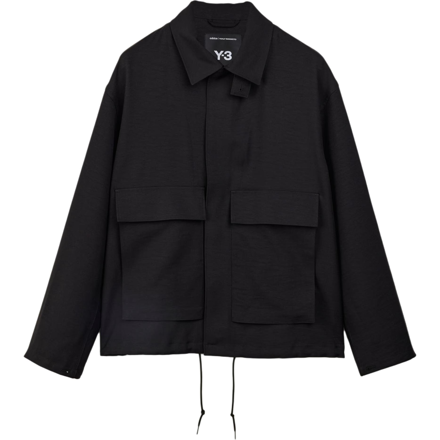 Y-3 Black Loose Fit Long Sleeve Coach Jacket with Large Pocket for Men. JN4907