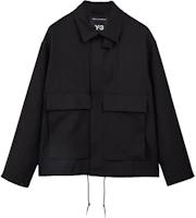 Order Y-3 Black Loose Fit Long Sleeve Coach Jacket with Large Pocket for Men. JN4907