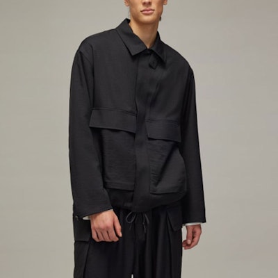Y-3 Black Loose Fit Long Sleeve Coach Jacket with Large Pocket for Men. JN4907 Details for Y-3 Black Loose Fit Long Sleeve Coach Jacket with Large Pocket for Men. JN4907