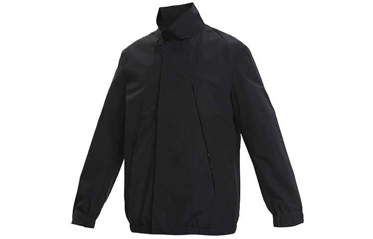 Y-3 Black Loose Fit Zip-Up Jacket with Stand Collar Casual Design GK4561