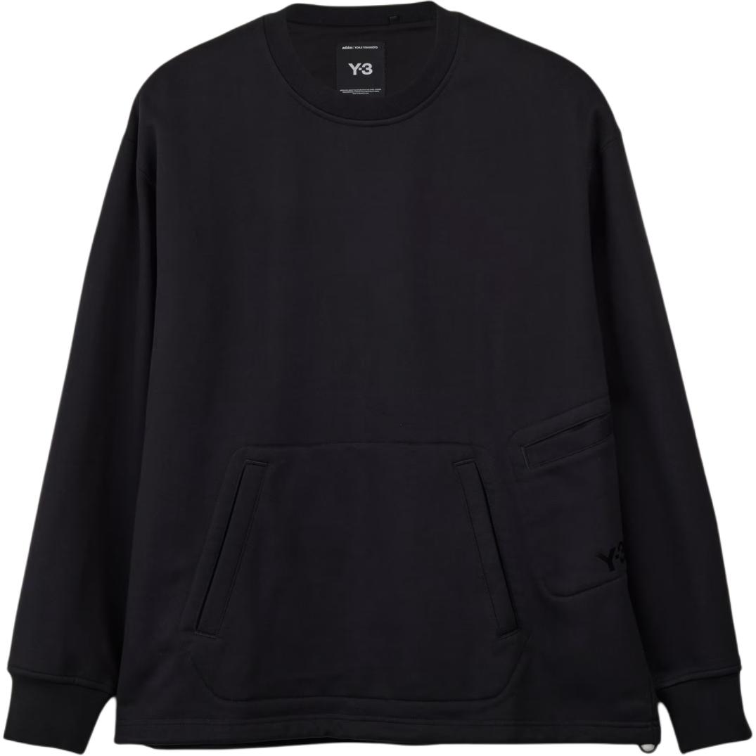 Y-3 Black Oversized Logo Crewneck Sweatshirt Unisex Long Sleeve IX0396