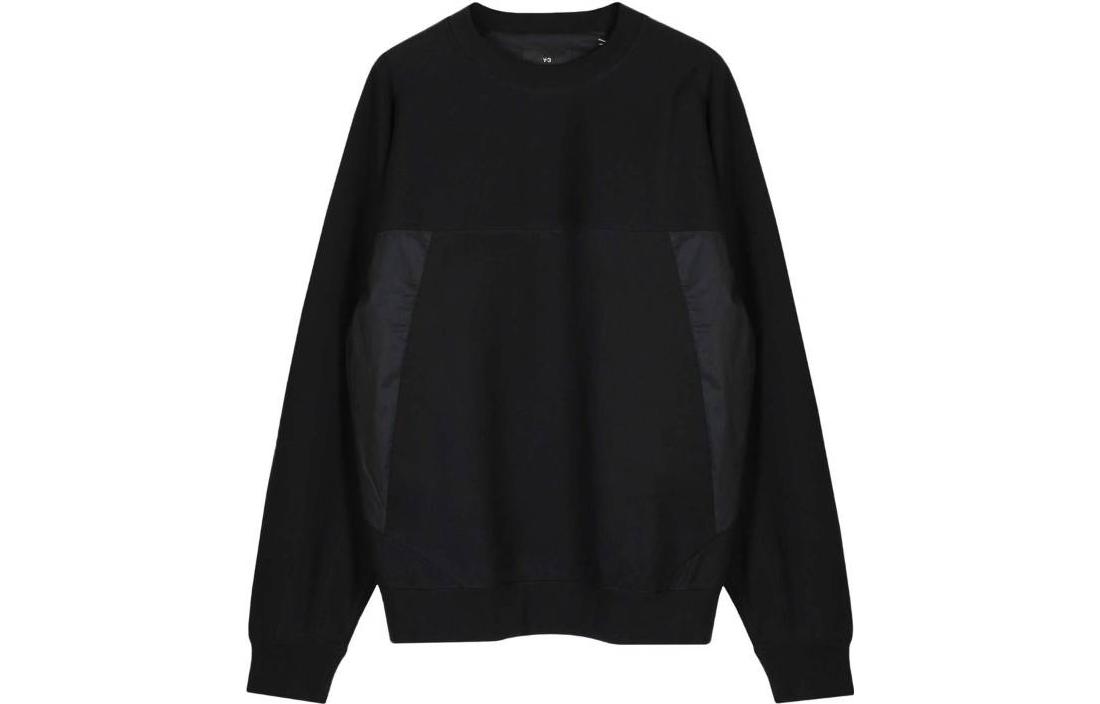 Y-3 Black Solid Color Crewneck Pullover Long Sleeve Sweatshirt 60748