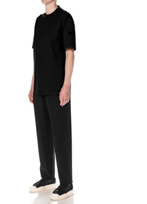 Y-3 Black Solid Color Loose Fit Unisex Crewneck Short Sleeve T-Shirt. H44798 Details for Y-3 Black Solid Color Loose Fit Unisex Crewneck Short Sleeve T-Shirt. H44798