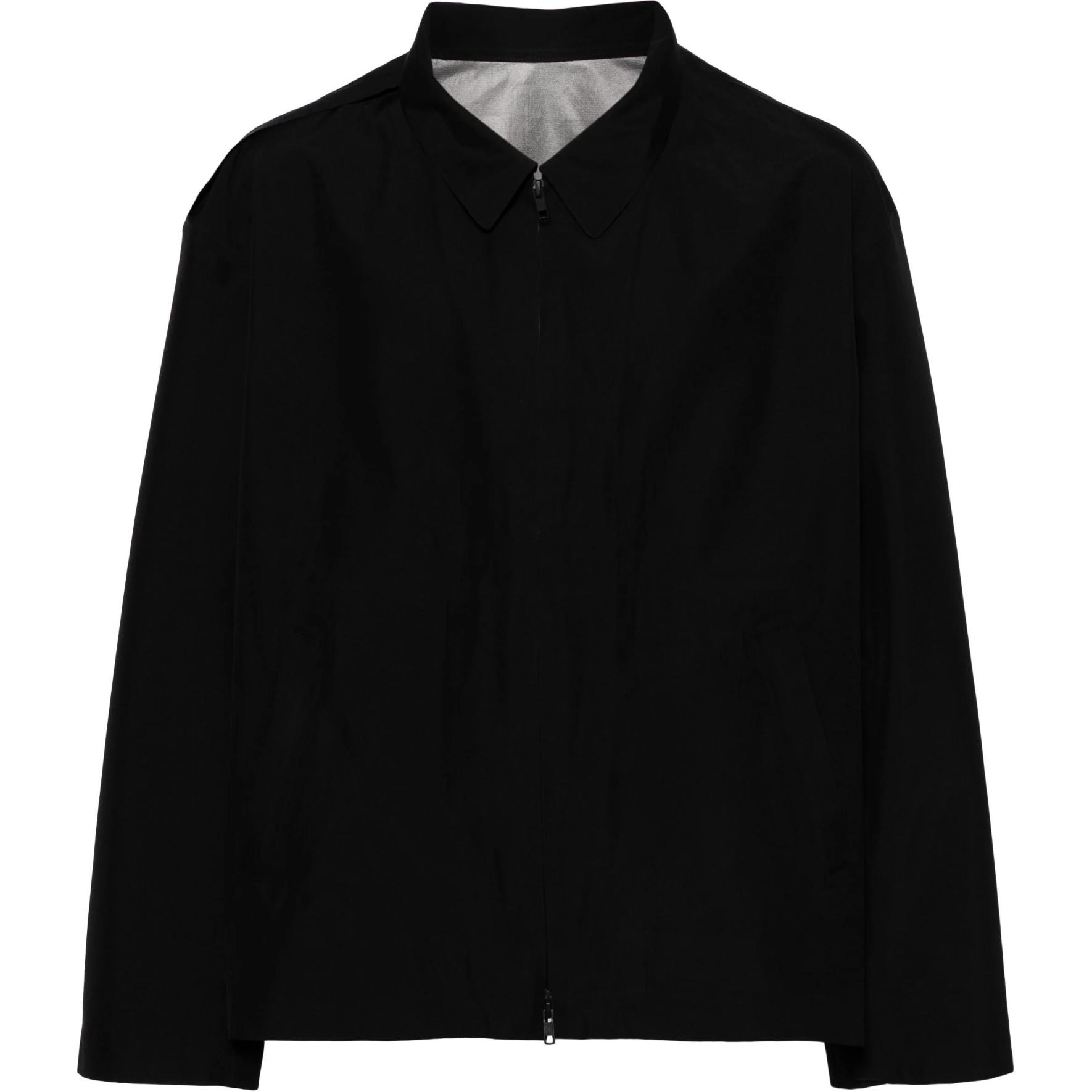 Y-3 Black Solid Color Zip-Up Straight-Cut Jacket Unisex Long Sleeve JE9463