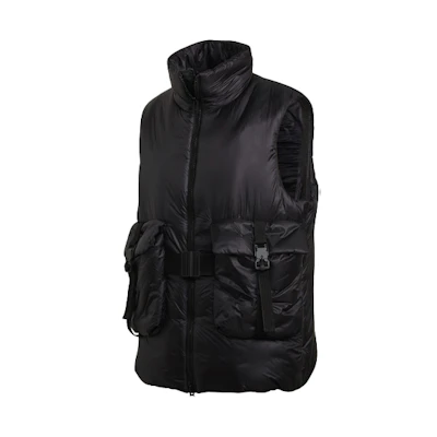 Y-3 Black Stand Collar Utility Vest with Large Pockets and Insulation GK4818