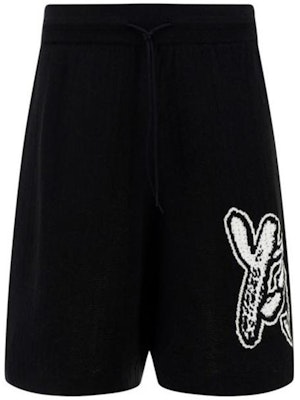 Y-3 Black Straight Shorts with Graphic Print and Elastic Waist H44808 Buy Y-3 Black Straight Shorts with Graphic Print and Elastic Waist H44808