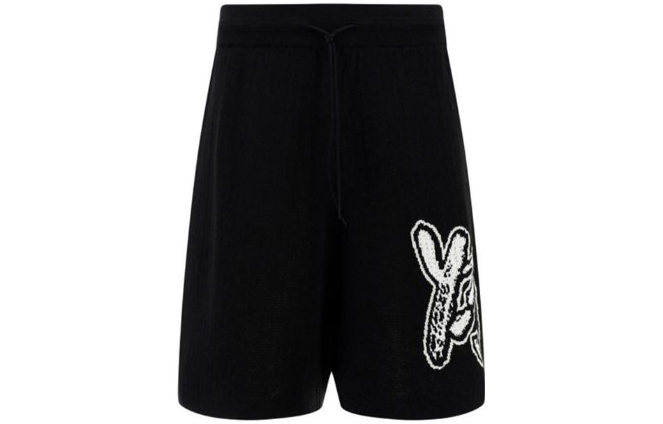 Order Y-3 Black Straight Shorts with Graphic Print and Elastic Waist H44808