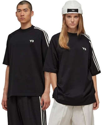 Y-3 ブラック ユニセックス クルーネック レタープリント 半袖 Tシャツ. 38-H63065 Lookbook Y-3 ブラック ユニセックス クルーネック レタープリント 半袖 Tシャツ. 38-H63065