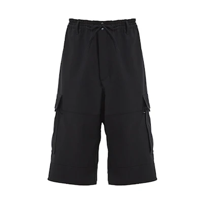 Y-3 Black Wool Cargo Shorts with Multi-Pockets FN3401