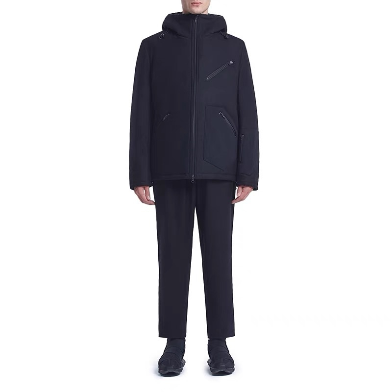 Lookbook Y-3 Black Zip-Up Hoodie Long Sleeve Jacket with Pockets CF1495