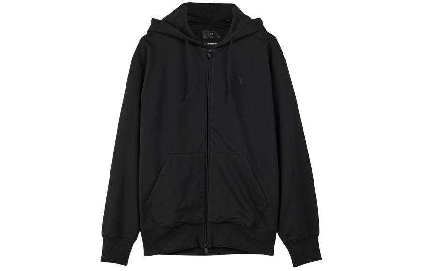 Y-3 Black Zip-Up Hoodie with Kangaroo Pocket IV5617