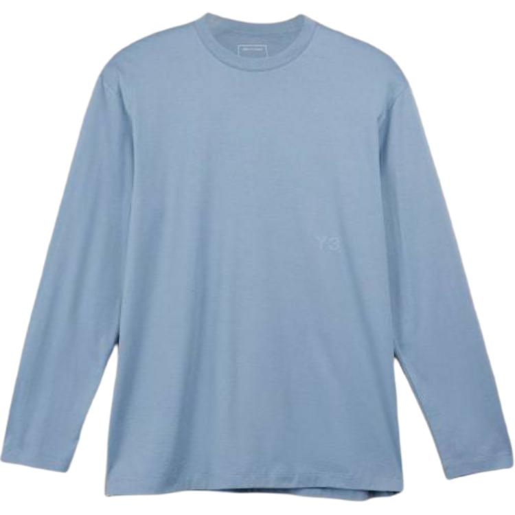 Y-3 Blue Oversized Crewneck Long Sleeve T-Shirt with Logo Print Unisex JD9835