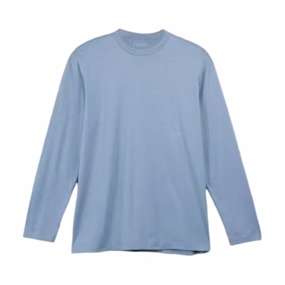 Y-3 Blue Oversized Crewneck Long Sleeve T-Shirt with Logo Print Unisex JD9835