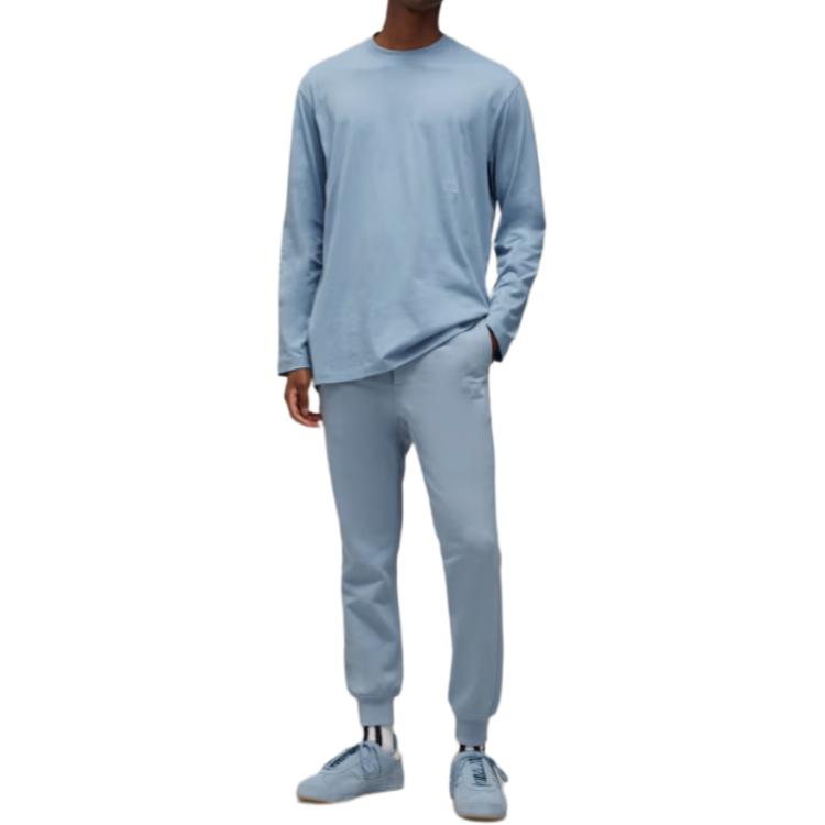 Shop Y-3 Kaos Lengan Panjang Oversized Biru dengan Logo Cetak Unisex. JD9835