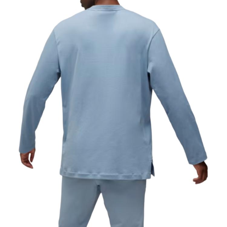 Details for Y-3 Kaos Lengan Panjang Oversized Biru dengan Logo Cetak Unisex. JD9835