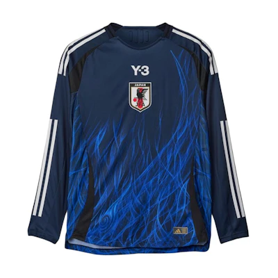 Y-3 Blue Raglan Long Sleeve Striped T-Shirt with Logo Print Unisex. IS5611
