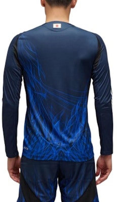 Y-3 Blue Raglan Long Sleeve Striped T-Shirt with Logo Print Unisex. IS5611 4