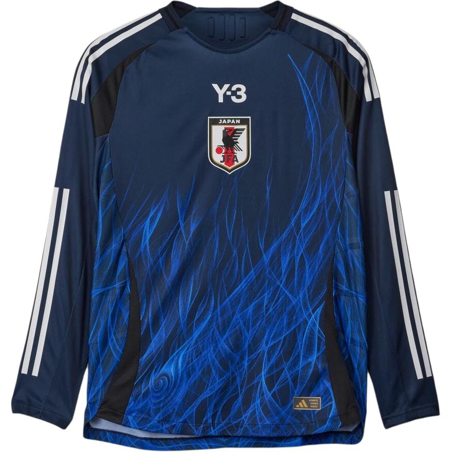 Order Y-3 Blue Raglan Long Sleeve Striped T-Shirt with Logo Print Unisex. IS5611