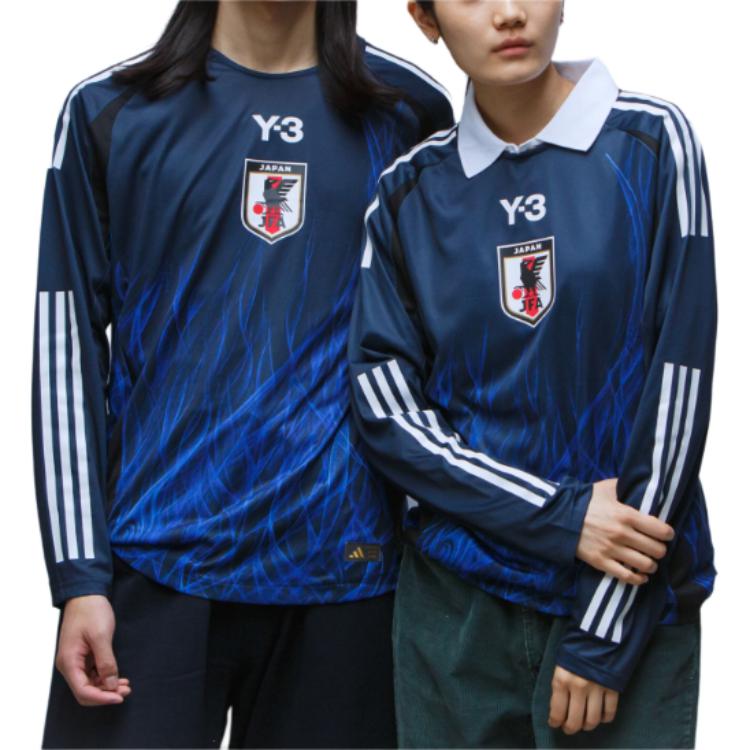 Purchase Y-3 Blue Raglan Long Sleeve Striped T-Shirt with Logo Print Unisex. IS5611