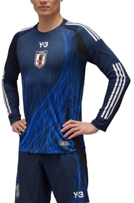 Y-3 Blue Raglan Long Sleeve Striped T-Shirt with Logo Print Unisex. IS5611 1