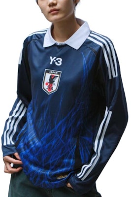Y-3 Blue Raglan Long Sleeve Striped T-Shirt with Logo Print Unisex. IS5611 2