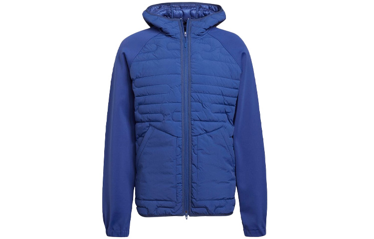 Y-3 Blue Spliced Hooded Puffer Jacket HB3471