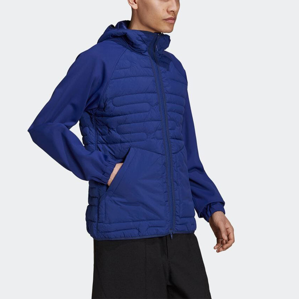 Purchase Y-3 Blue Spliced Hooded Puffer Jacket HB3471