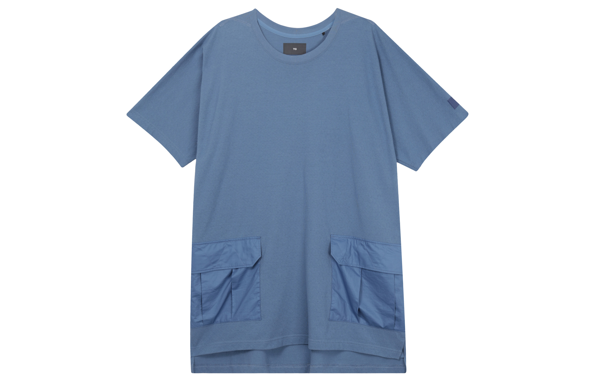 Y-3 Cashier Blue Round-Neck Short Sleeve Regular Tee HZ8862