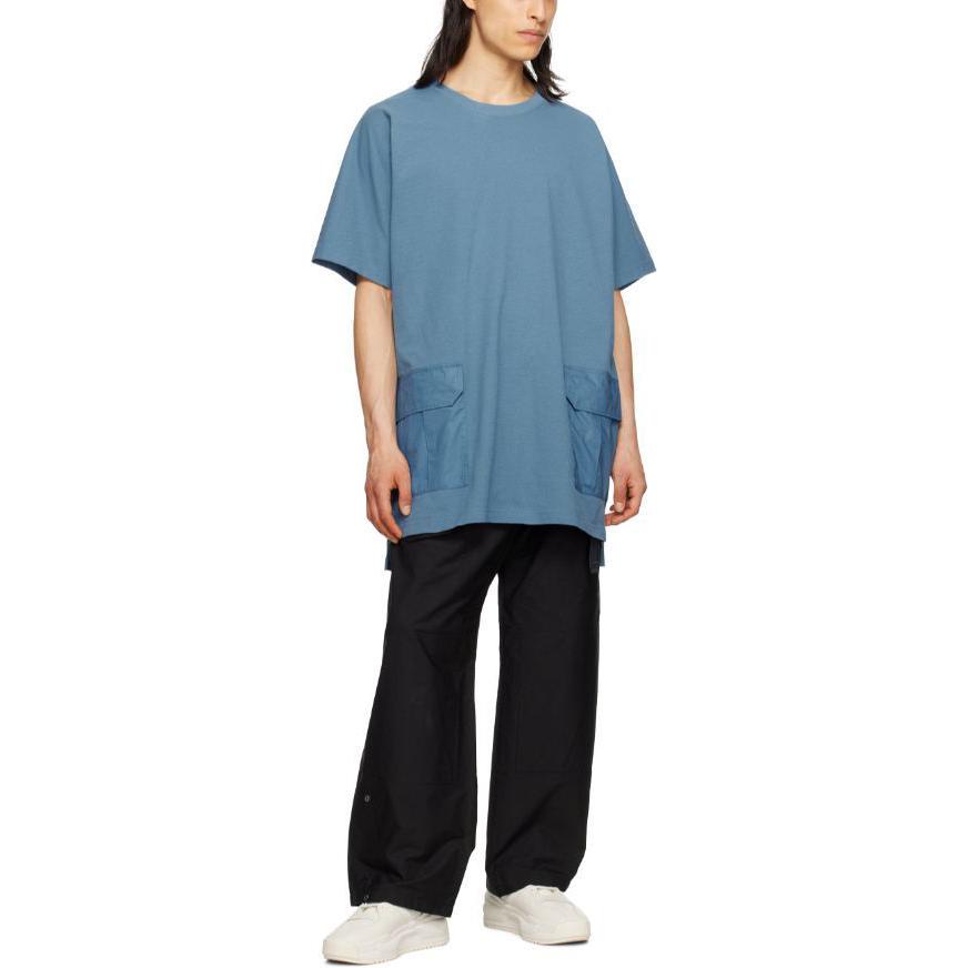 Shop Y-3 Cashier Blue Round-Neck Short Sleeve Regular Tee HZ8862