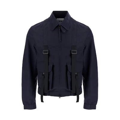 Y-3 Casual Blue Jacket with Large Pockets and Collared Design GV6075