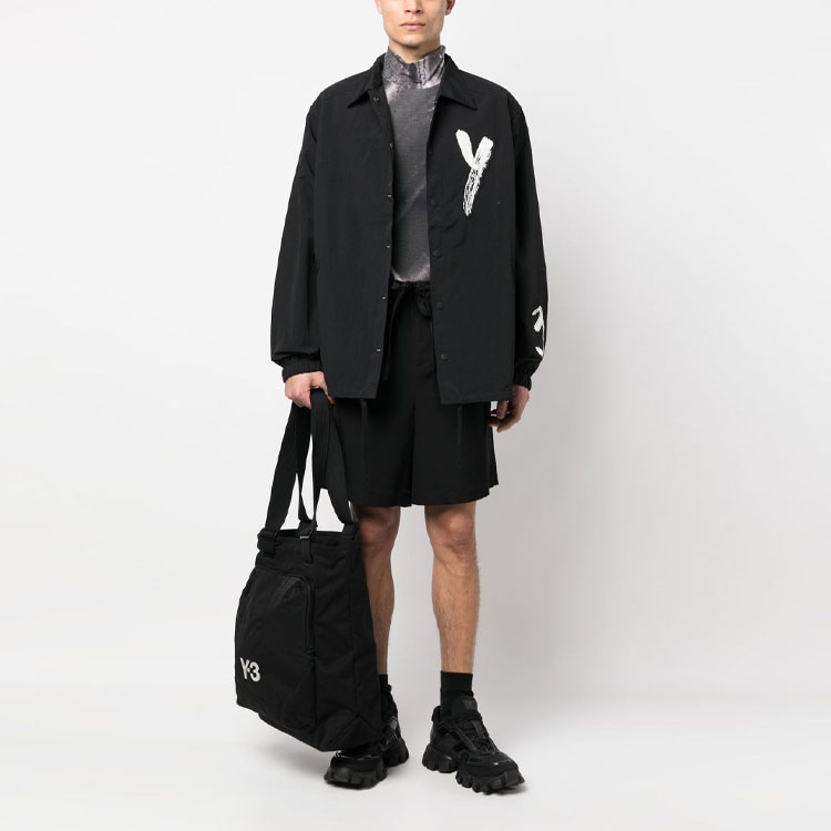 Lookbook Y-3 Casual Large Logo Long Sleeve Jacket Shirt Unisex Black H44806