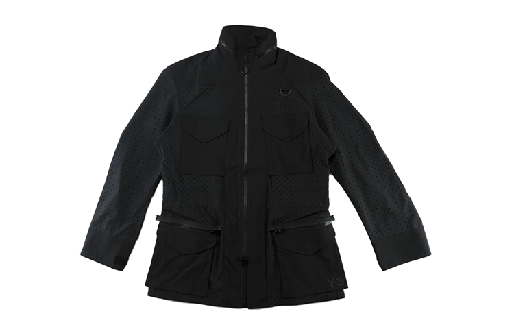 Y-3 Checker Mesh Multi-Pocket Black Zip-Up Casual Jacket Men’s Long Sleeve DY7307