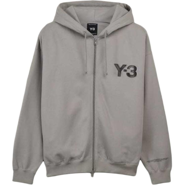 Y-3 Classic Logo Cleanfit Zip Hoodie Unisex Carbon Grey Spring Autumn. JD9808