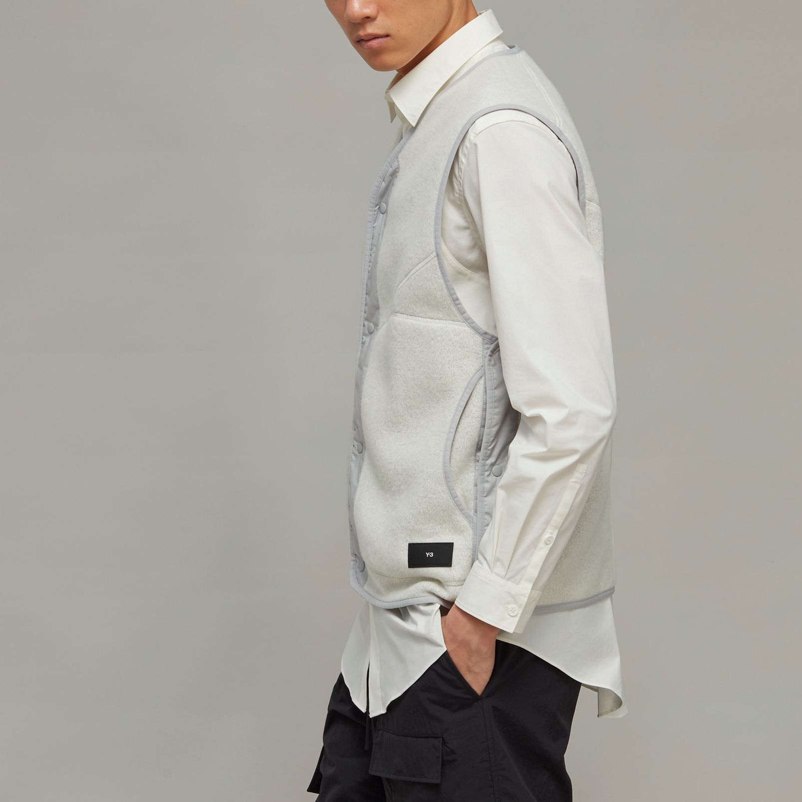 Details for Y-3 컬러블록 V넥 플리스 베스트 유니섹스 - 오프화이트 HZ8820