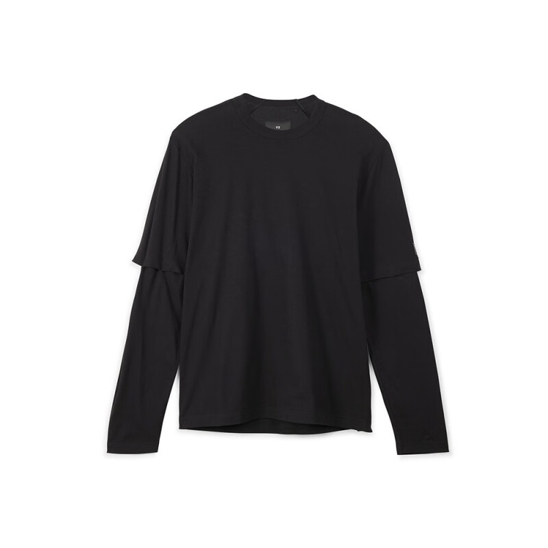 Y-3 Crepe SJ LS Minimalist Crewneck Pullover Long Sleeve Tee Black . 39-H63021